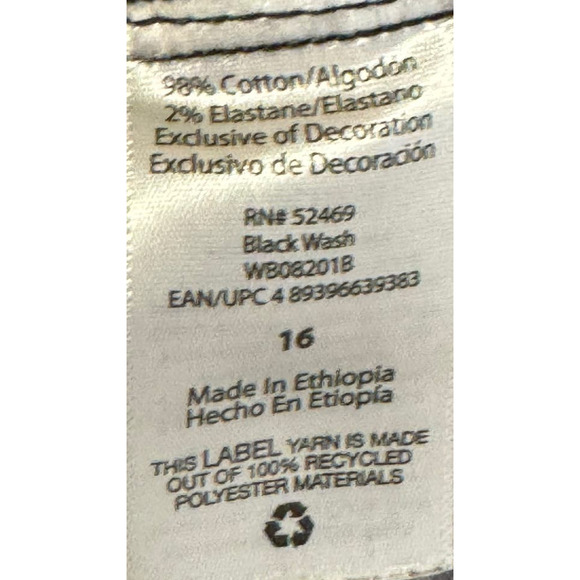 Wonder Nation Girls Jeans‎ Adjustable Waist Relaxed Straight Fit Denim Black 16 - Picture 10 of 11